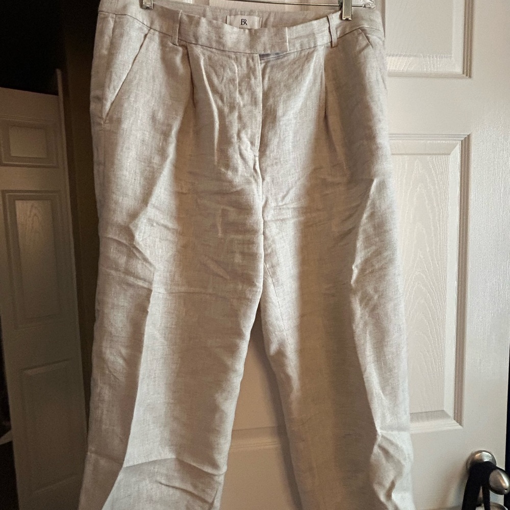 Women's Linen Blend Casual Pants - Light Beige